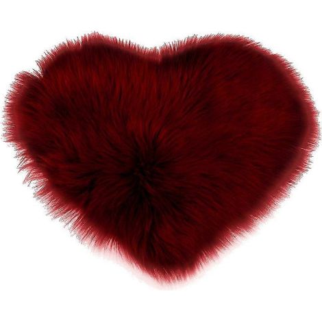 Weißer, flauschiger, herzförmiger Sofakissenbezug aus wollähnlichem Plüsch-Red (1/5)