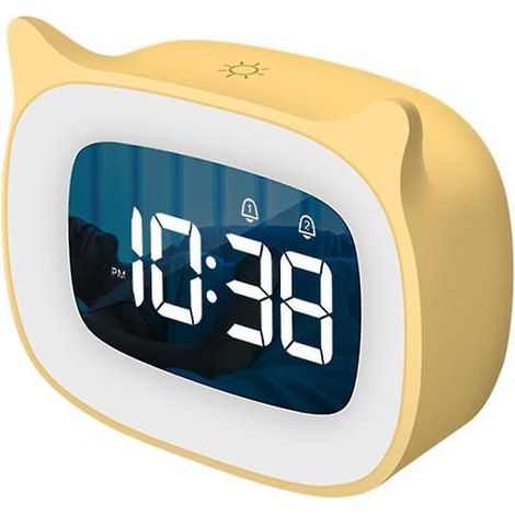 BelleRise - Petit réveil lumineux intelligent avec veilleuse, réveil électronique à lumière douce, motif de dessin animé (1/3)