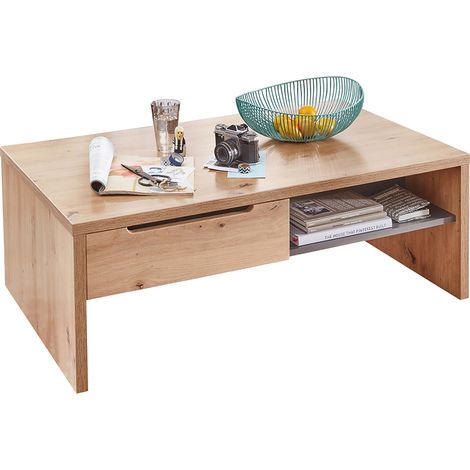 Couchtisch mit 2 Schubkästen und 2 offenen Fächern MANRESA-36 in Artisan Eiche Nb. mit Graphit, B/H/T: ca. 110/40/65 cm (1/4)