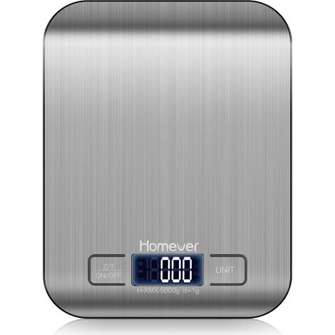Balance De Cuisine - Plateau Acier Inoxydable 18 x 14 cm - Précision 1 g - Capacité 5 kg - Affichage LCD - Fonction Tare - Piles AAA - 1 Pièce (1/5)