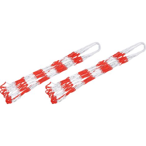 Set aus 2 großen, belüfteten Nylon-Sporttaschen, rot und weiß, mit Netzgewebe, für Basketball-, Volleyball- und Baseballbälle. (1/4)