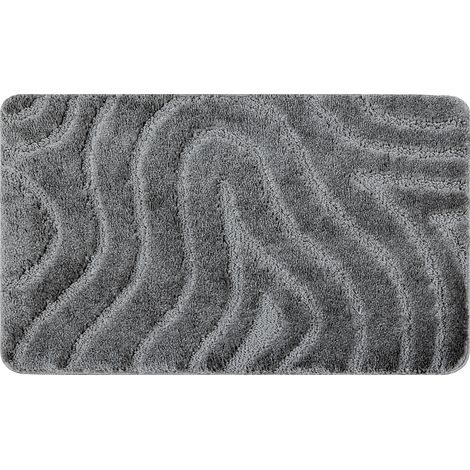 Badteppich SUPREME WAVES, Wellen, rutschfest, weich – grau grey 50x80 cm
