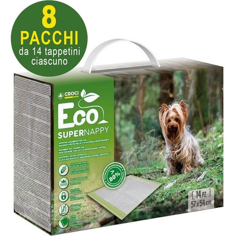 112 Super Nappy Eco tapis hygiéniques pour chiens 57x54 cm - 8 paquets de 14 chacun (1/2)