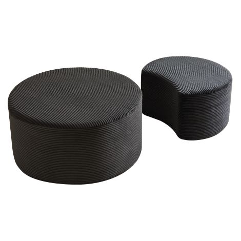 Ensemble de tables basses 2 pièces – Tables basses rondes rembourrées, lot de 2 pour le salon – Table basse ronde moderne en mousse, table d'appoint et pouf – Aucun assemblage requis