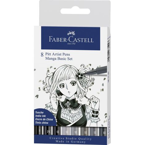 Faber-Castell - India ink Pitt Artist Pen B Manga (8 pcs) (167107)