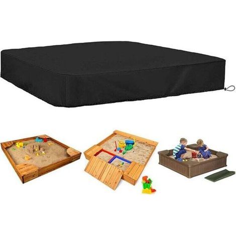 Housse de protection carrée pour bac à sable, imperméable, avec cordon de serrage, pour bac à sable, 190T : 150 x 150 x 20 cm (1/4)