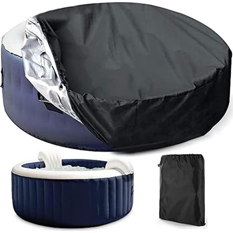 Bache Spa Gonflable, Couverture Spa Ronde, Bache Piscine Hivernage, Bache Hivernage Piscine Hors Sol, Bache Hivernage Piscine, Bache Salon de Jardin, Baches ImperméAbles pour Exterieur 210x90cm noir (1/5)
