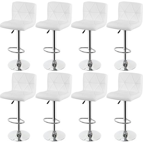 Aqrau 8 Tabouret de bar à dossier en treillis diagonal blanc (1/5)