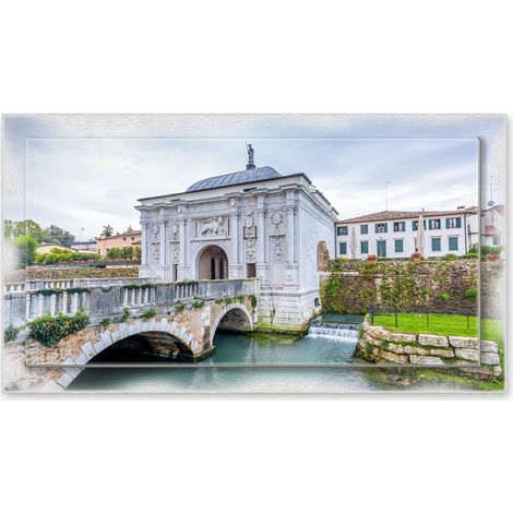 Lupia - Quadro moderno su Tela con Cornice stampata NEWEXT 75x135 cm, paesaggi localismi italiani, per casa soggiorno capezzale camera da letto hotel ufficio, TREVISO PORTE ANTICHE (1/4)