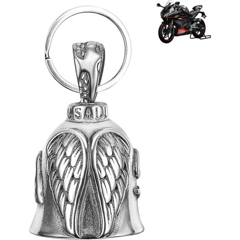 Clochette Moto Porte-Bonheur,Acier Inoxydable Moto en Forme d'ange Gardien à Suspendre,Cloche D'esprit Pour Motard Lucky Bell Cloches De Moto Cyclisme (1/5)