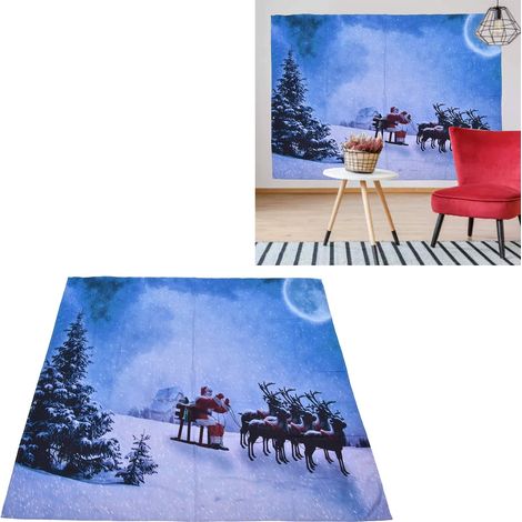Tapisserie murale sapin de Noël pour chambre, salon, style bohème, 150 x 150 cm (1/5)