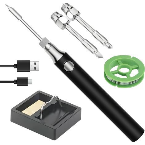 Batterie du fer à souder : fer à souder avec 3 températures réglables de 330 ℃ à 450 ℃, fer à souder USB avec support de fer à souder, outil de répara (1/5)
