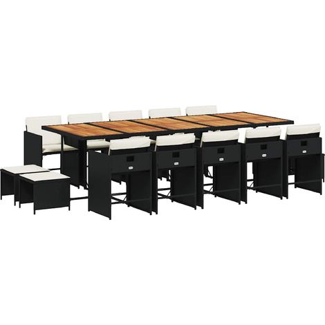 Maison Exclusive - Set comedor de jardín con cojines 15 pzas ratá (1/5)