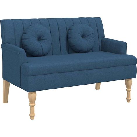 vidaXL Banco con cojines tela azul 113x64,5x75,5 cm (1/2)