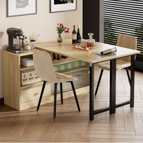 Esstisch Klapptisch ausziehbar Stauraum Schwarz OKMYHOME (1/5)