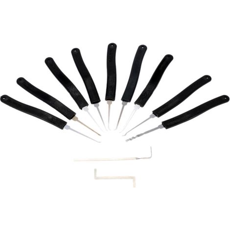 Kit de 9 outils de crochetage de serrures professionnel – ensemble complet avec 2 clés plates, acier inoxydable