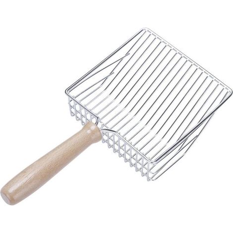 Pelle Litiere Chat Metal, Pelle à Litière pour Chat,Pelle à Litière avec Manche en Bois pour Le Nettoyage des Animaux Domestiques, Chiens, Chats,28 cm (argenté) (1/5)