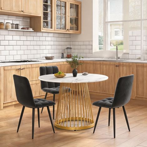 Ensemble table et chaises de cuisine 5 pièces avec table ronde (1/5)