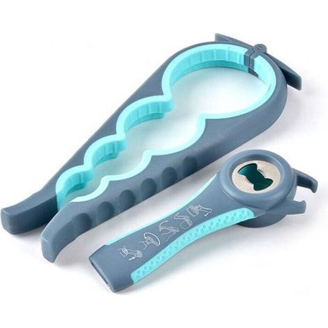 Glass and bottle opener, multifunctional can opener, lid tongs, set for weak hands, people with arthritis, the elderly, seniors, children, (1/4)