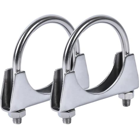 2 Pièces Collier d'échappement Colliers Serrage, Collier Serrage Inox Colliers Serrage Boulon en U, Echappement Tuyau Clips Fixation, pour Tuyau Carbu (1/5)