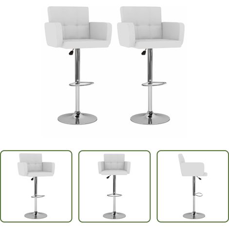 Barhocker Set -  Barhocker 2 Stk. Weiß Kunstleder (1/5)