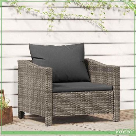Fauteuil de jardin - FAFEICY - 362693 - Polyrotin gris - Structure acier thermolaqué - Coussin inclus (1/5)