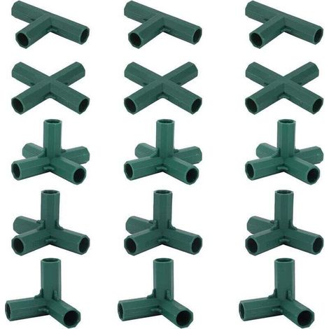 Set di 15 connettori per telaio da giardino da 16 mm, 5 tipi di supporti stabili per fioriere e serre (1/4)