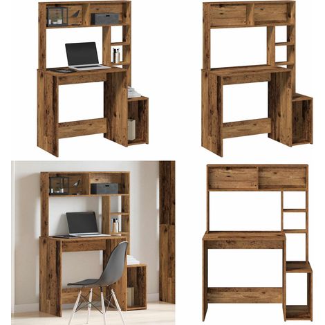 vidaXL Schreibtisch mit Regal Altholz-Optik 100x45x140cm Holzwerkstoff (1/5)