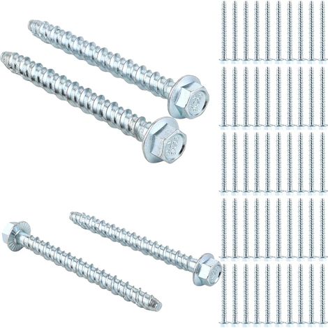 50 x M8x100 Hex Head Concrete Screws, Concrete Screws, without Anchors, Galvanized Concrete Screws with Disc, for Masonry, Concrete, Architecture, Industry (M8x100) (1/5)