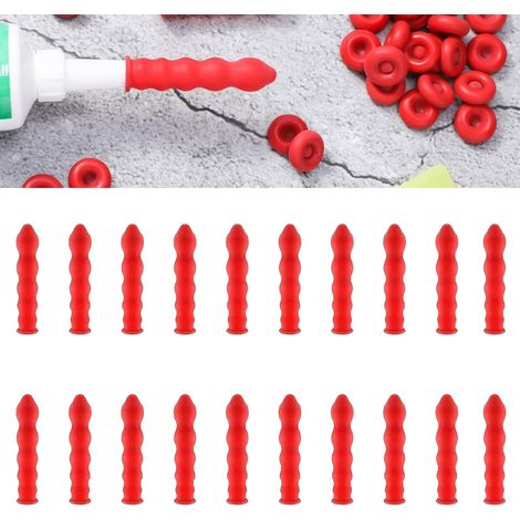 Paquete de 20 tapones de calafateo – Boquillas de sellado, boquillas de silicona, tapones reutilizables para sellar y conservar – Ajuste universal (rojo) (1/5)