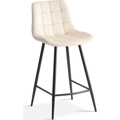 Barhocker 'Jute' Samt Beige, Maße: H95 x B46 x T36 cm