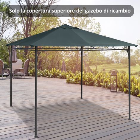 Toit remplacement kiosque en polyester 8 trous ventilation - Dimensions: 3x3 m - Couleur: Gris