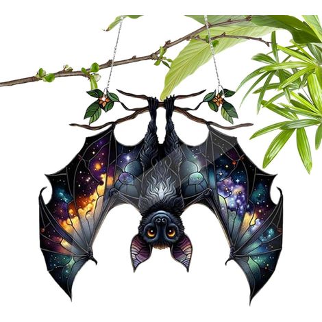 Attrape-soleil chauve-souris teintée, 30 cm, acrylique vibrant, style gothique, décoration d'Halloween pour la maison (1/5)