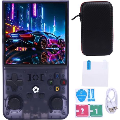 Consola de juegos portátil con joysticks duales, pantalla de 4 pulgadas, batería de 4000 mAh para sistemas de viaje, pantalla gris translúcida de 720 x 720 (128 g)