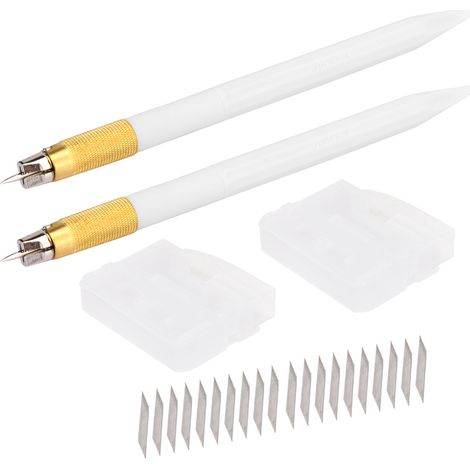 2 Pièces Couteau de Gravure Stylo Antidérapant Outils de Découpe pour Tampon en Caoutchouc DIY Autocollants Blanc (1/5)