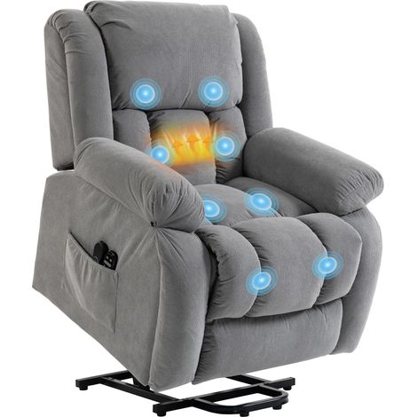 HOMCOM Power Lift Recliner Chair, Reclining Chair with Massage, Light Grey