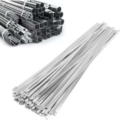 Colliers de serrage en acier inoxydable 304, autobloquants, 4,6 x 300 mm, pour chemins de câbles marins, colliers de serrage en bande d'acier inoxydable (1/5)