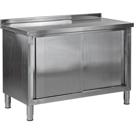 Table de travail inox - 2 portes coulissantes - 120 x 60 cm