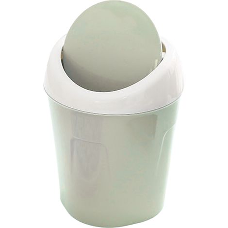 poubelle-Poubelle de Bureau Mini avec Couvercle Oscillant en Plastique Vert pour Table à Café et Salon (1/5)