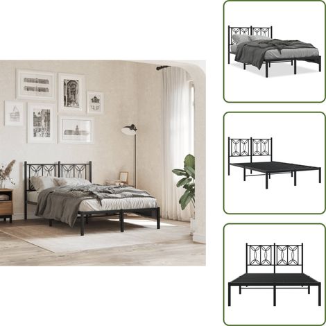 Cadre de lit métal sans matelas avec tête de lit noir 120x190cm - Cadre De Lit - Lit Double - Lit Metal - Lit Avec Têtedé Lit - Literie (1/5)