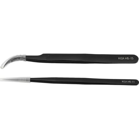 Pinzette aus Aluminiumlegierung, gerader gebogener Kopf, antimagnetisch, Präzision, zum Löten von Leiterplatten (schwarz). (1/5)