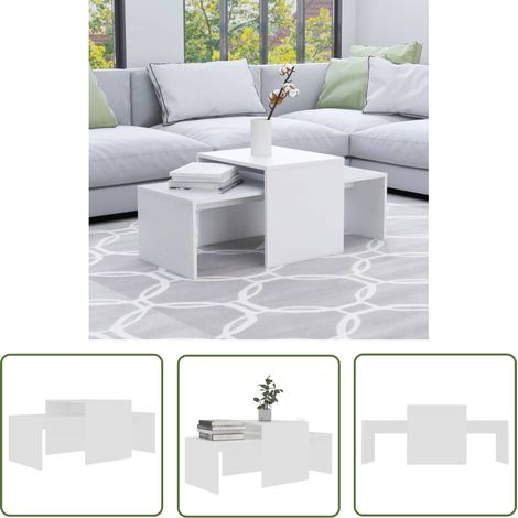 Furniture Limited - Ensemble de tables basses Blanc 100x48x40 cm (1/5)