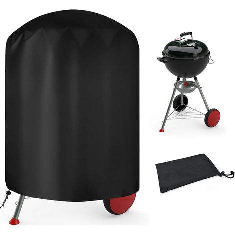 Housse Barbecue Exterieur Rond,Housse Barbecue Bâche Protection BBQ Anti-UV/Anti-l'eau,210D Oxford Bache Barbecue Exterieur Protection 70x70cm Housse Convient la Plupart des Grills Noir (1/5)