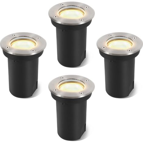 TolleTour 4x 3W Bodenleuchte Schwenkbar IP65 Außen LED Bodeneinbaustrahler Bodenstrahler Bodenlampe Warmweiß - Silber Gehäuse