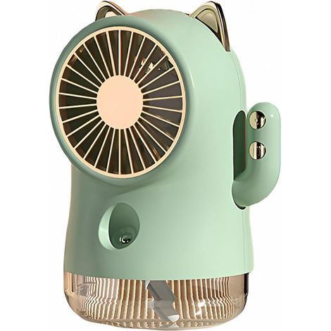 Mini Ventilateur de Poche – avec Pulvérisateur,3 Vitesses Rechargeable USB – Appareil Bureau ,Voyage – vert (1/4)