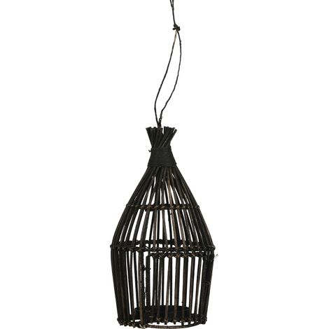 Lanterne rattan noir à suspendre H 35 cm