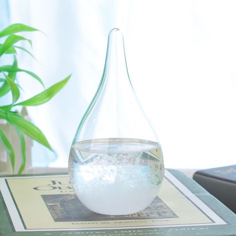 Goutte d'eau, vent de tempête, bouteille en verre pour prévisions météorologiques, décoration en cristal (blanc, sans base) (1/5)