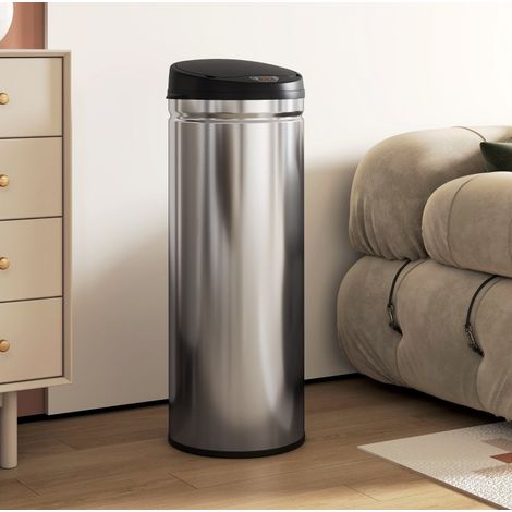 Pattumiera con sensore in acciaio inox 50 L silver OKMYHOME (1/4)