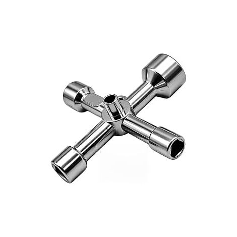 Clé Triangle 4 Voies 5 Tailles Diamètre Intérieur 7mm/10mm/12mm/13mm/18mm, Clé Universelle pour Poteaux Anti Intrusion Compteurs Gaz Eau et Armoires Électriques (1/5)
