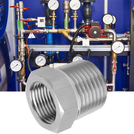 2 pièces Adaptateur réducteur raccord tuyau pneumatique filetage BSP mâle femelle acier inox 304 1/2-3/8 in eau gaz huile carburant (1/5)